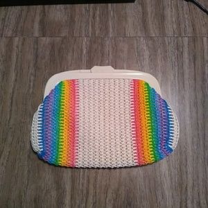 Vintage crochet rainbow clutch